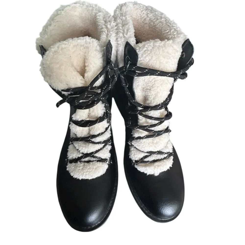 NWOB Tommy Hilfiger Ron 2 Faux Fur Lace Up Boots Black 10 M